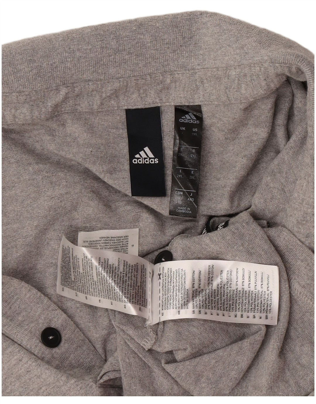 Adidas Ανδρικό Πόλο Μπλουζάκι 2XL Γκρι βαμβακερό