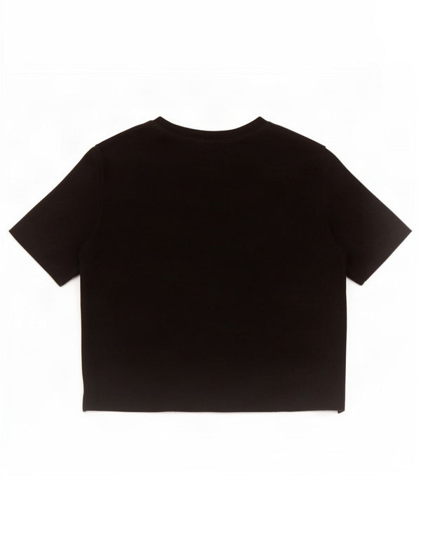 Zara Γυναικεία Μπλούζα Crop Top UK 12 Μεσαία Μαύρη Βαμβακερή