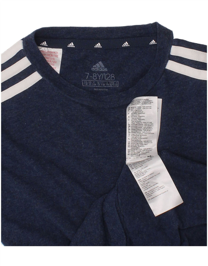 Adidas Boys T-Shirt Top 7-8 Years Navy Blue Cotton