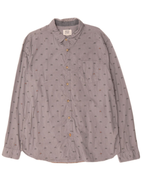 White Stuff Mens Classic Fit Shirt 2XL Grey Spotted Cotton