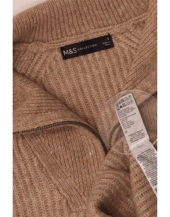 Marks & Spencer Γυναικείο πουλόβερ με φερμουάρ UK 10 Small Brown Flecked