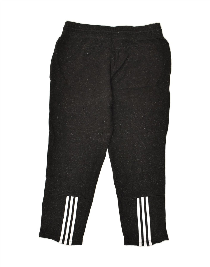 ADIDAS Womens Capri Tracksuit Trousers UK 12/14 Medium Black Cotton | Vintage Adidas | Thrift | Second-Hand Adidas | Used Clothing | Messina Hembry 