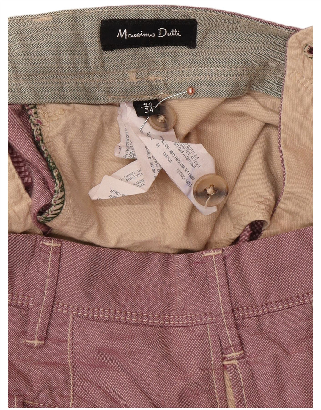 MASSIMO DUTTI Ανδρικό παντελόνι Chino EU 44 Large W34 L31 Pink Classic