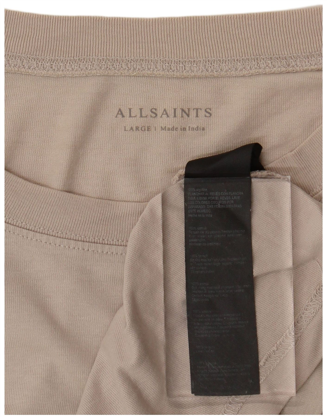 ALL SAINTS Mens T-Shirt Top Large Beige Cotton