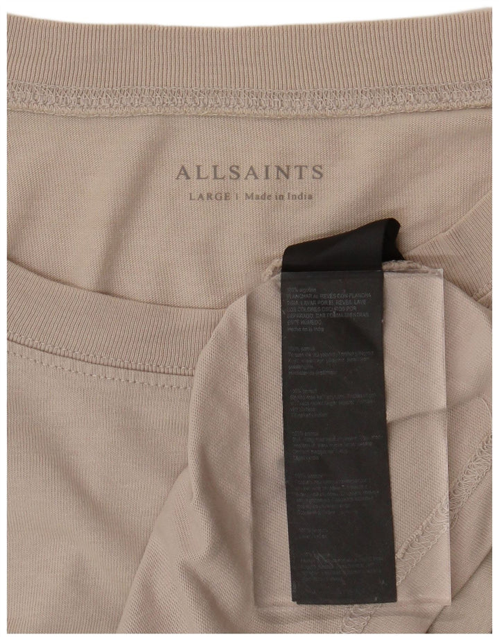 ALL SAINTS Mens T-Shirt Top Large Beige Cotton