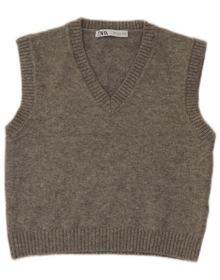 Zara Γυναικείο Γιλέκο Tank Top UK 10 Small Grey Polyester