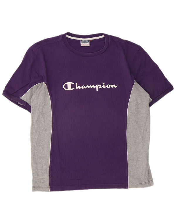 Ανδρικό γραφικό T-Shirt Champion Top XL Purple Colourblock Βαμβακερό