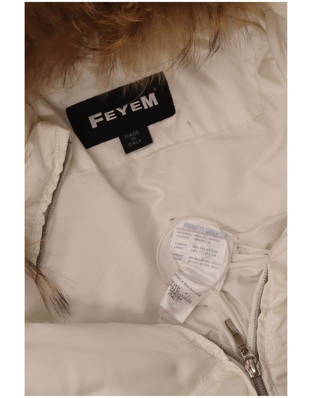 Vintage γυναικείο μπουφάν με κουκούλα UK 14 Medium White Nylon