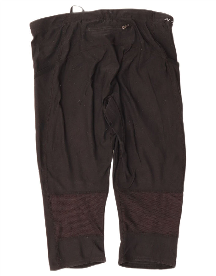 Γυναικεία NIKE Dri Fit Capri φόρμα παντελόνια UK 14 Large Black Polyester