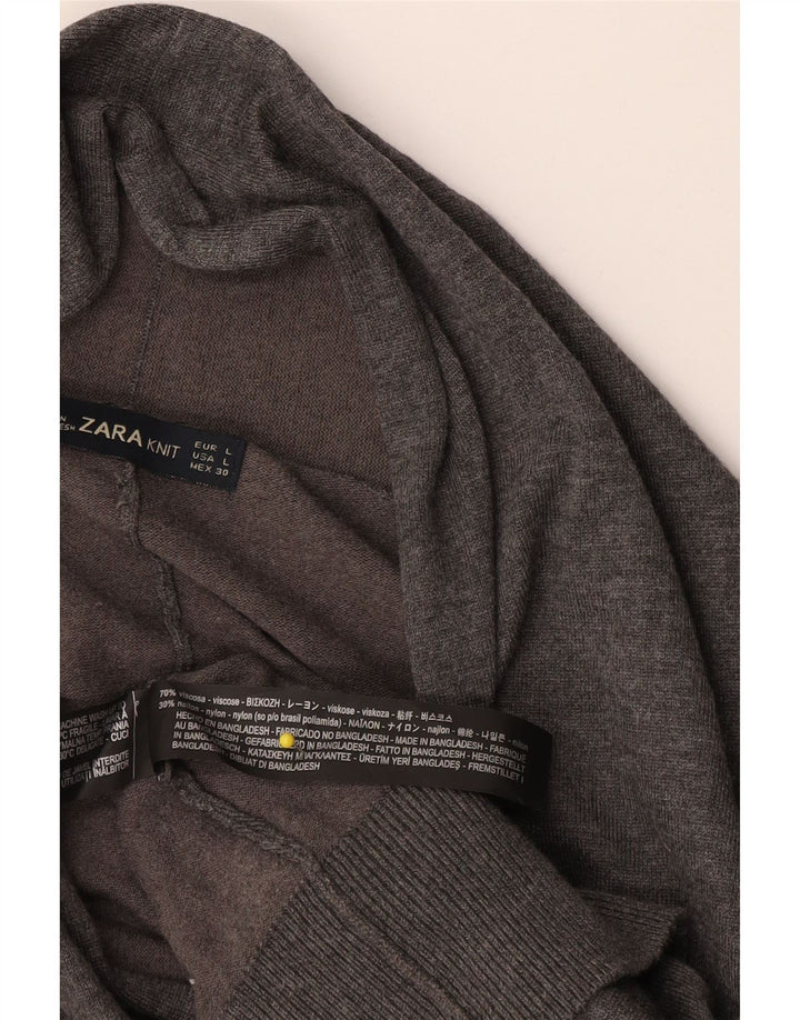 Zara γυναικείο πουλόβερ ζακέτα μεγάλου μεγέθους UK 16 μεγάλη γκρι βισκόζη