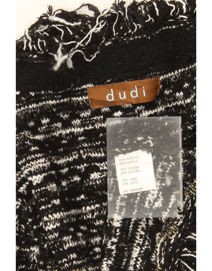 Γυναικείο πουλόβερ VINTAGE Ζακέτα UK 10 Μικρό Μαύρο Ριγέ Ακρυλικό