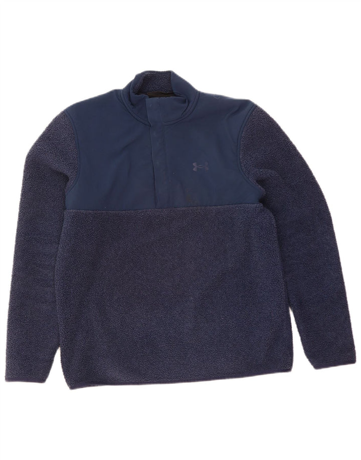 Under Armour Ανδρικό λαιμό με κουμπιά Fleece Jumper Μεγάλο Navy Blue Polyester
