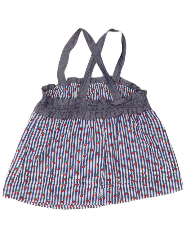 Benetton Γυναικείο Crop Cami Top UK 14 Medium Blue ριγέ βαμβακερό