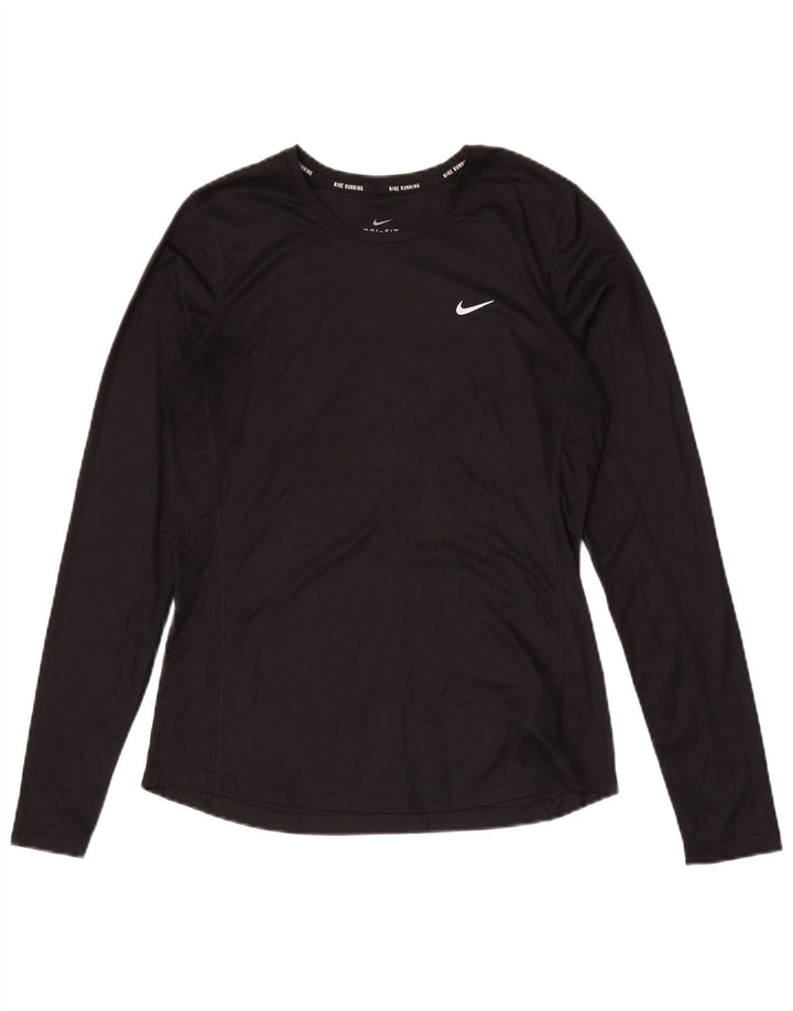 NIKE Γυναικείο Dri Fit Μακρυμάνικο UK 12 Μεσαίο Μαύρο Πολυεστέρας
