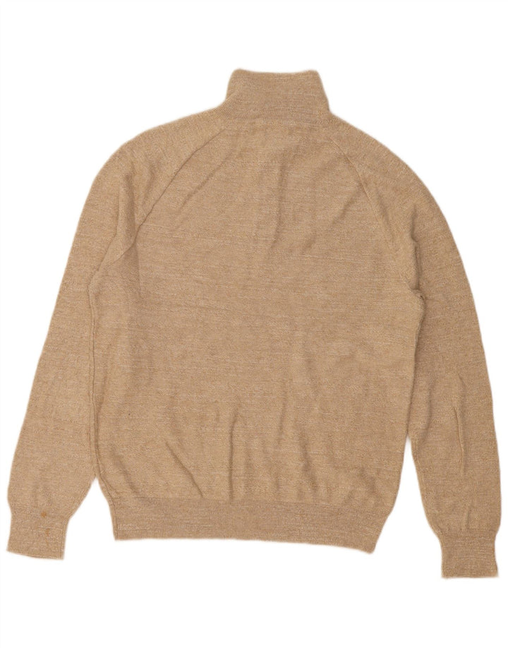 J. Crew Mens Zip Neck Jumper Sweater Small Beige Cotton