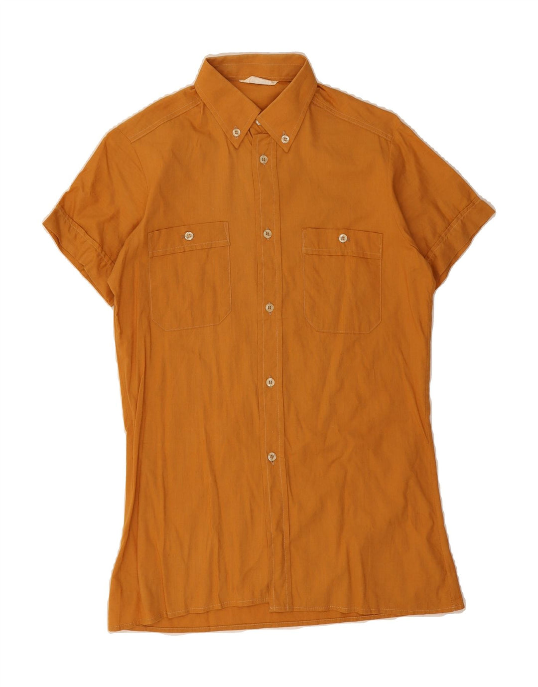 AGATEX Mens Short Sleeve Shirt Small Yellow Cotton Vintage Agatex and Second-Hand Agatex from Messina Hembry 