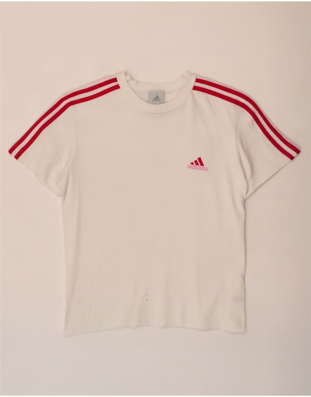 Adidas Γυναικείο T-Shirt Top UK 12 Μεσαίο λευκό βαμβακερό