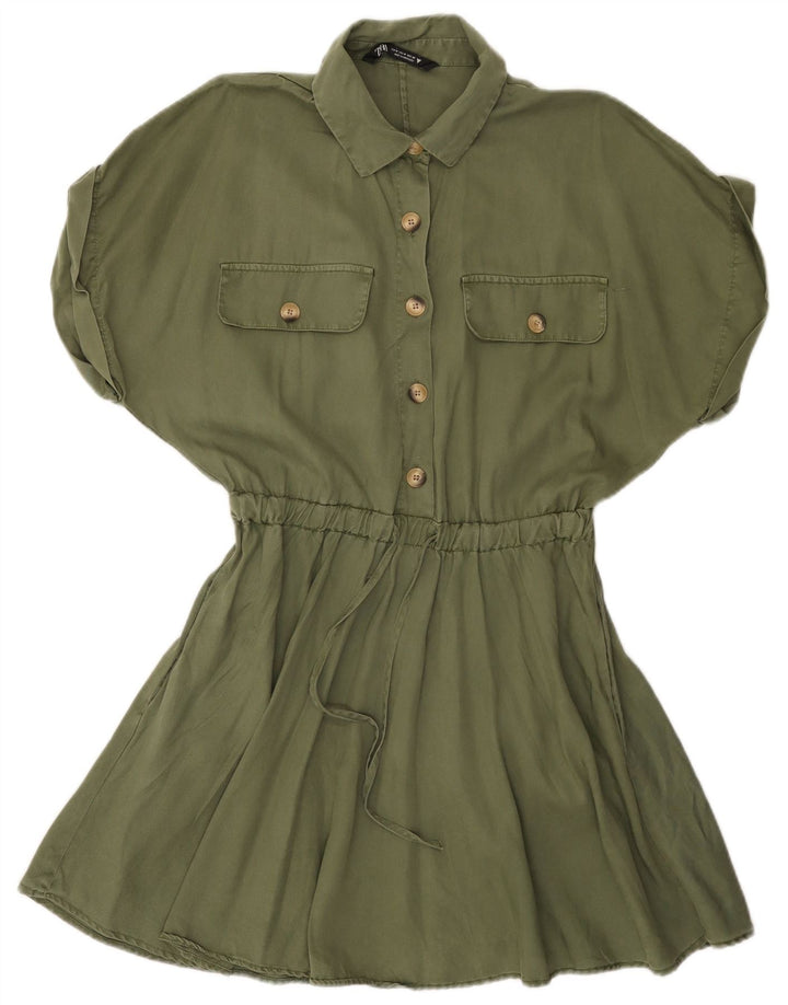 Zara Γυναικείο Φόρεμα A-Line UK 12 Medium Khaki