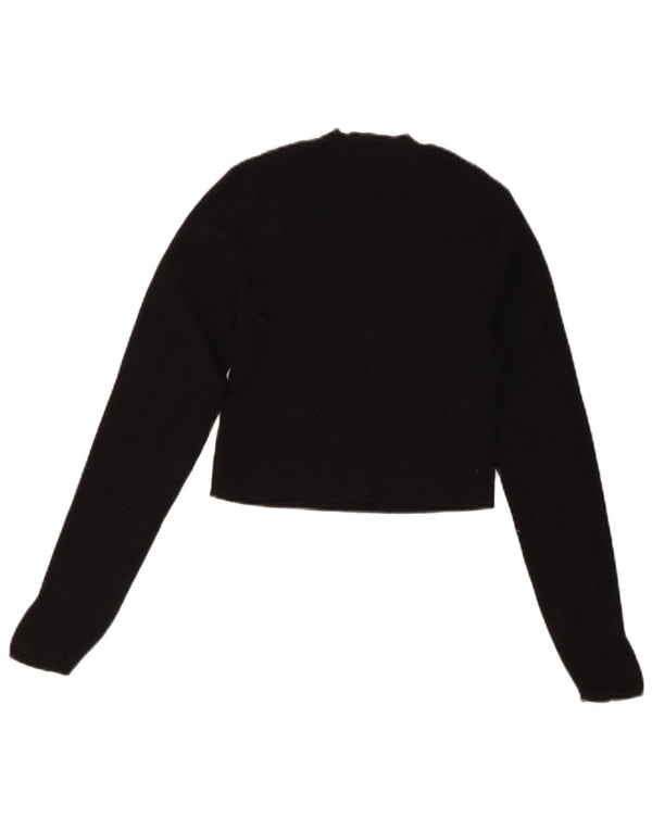 Jack Wills Γυναικείο πουλόβερ με λαιμόκοψη Crop Crew UK 10 Small Black Viscose