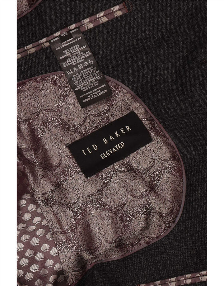 Ted Baker Ανδρικό τζάκετ με κανονική εφαρμογή με 2 κουμπιά σακάκι UK 40 Large Grey Check