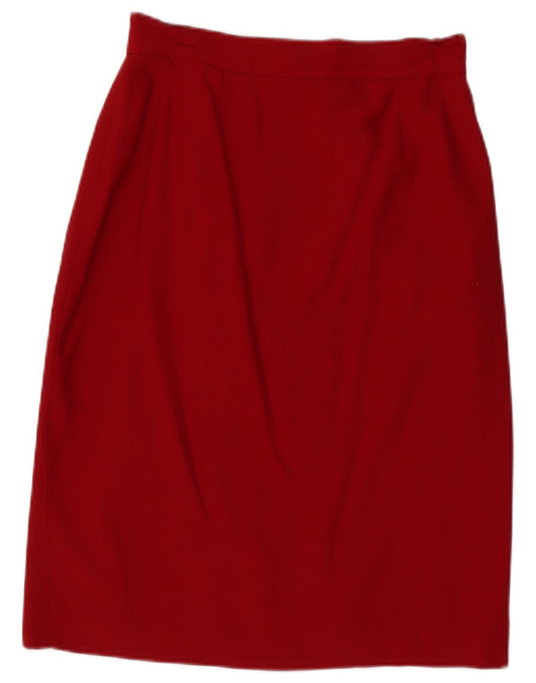 Vintage γυναικεία ψηλόμεση ίσια φούστα UK 14 Medium W28 Κόκκινη