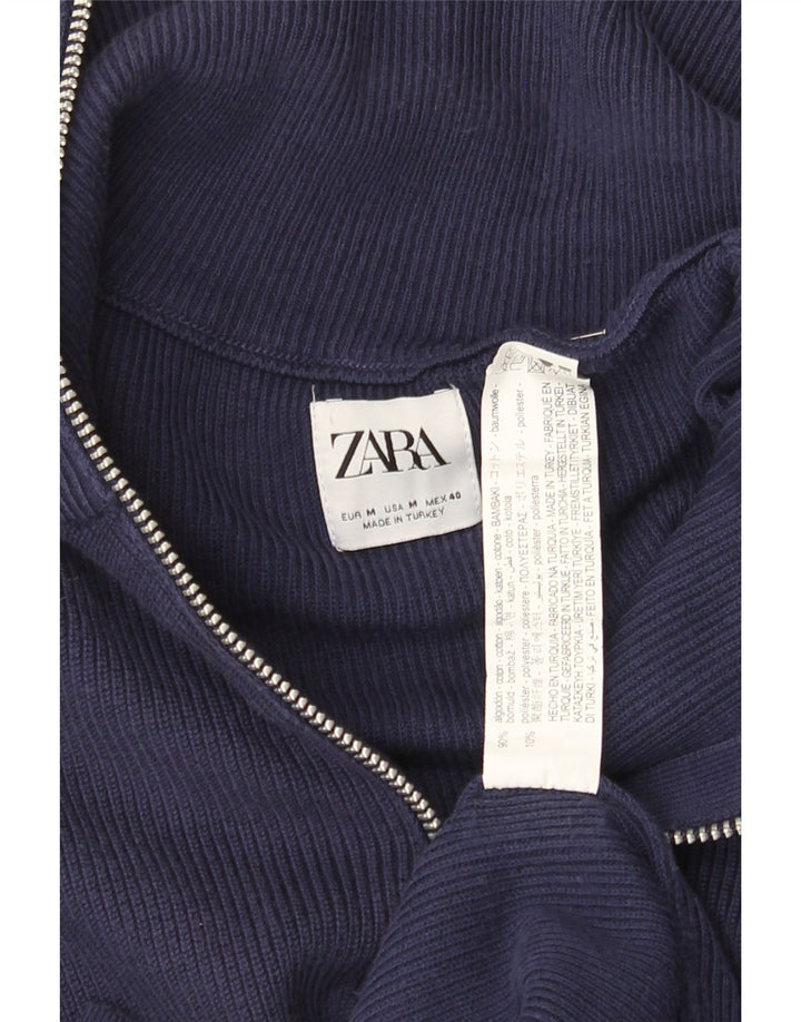 Ανδρικό πουλόβερ Zara με φερμουάρ, μεσαίο μπλε βαμβακερό