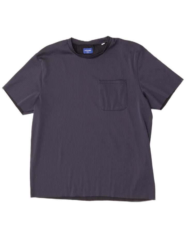Jack & Jones Ανδρικό T-Shirt Top 2XL Navy Blue ριγέ πολυεστέρας