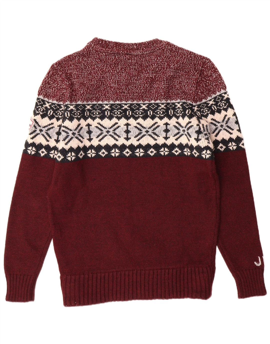 Ανδρικό πουλόβερ SUPERDRY Crew Neck Jumper XL Burgundy Fair Isle Classic