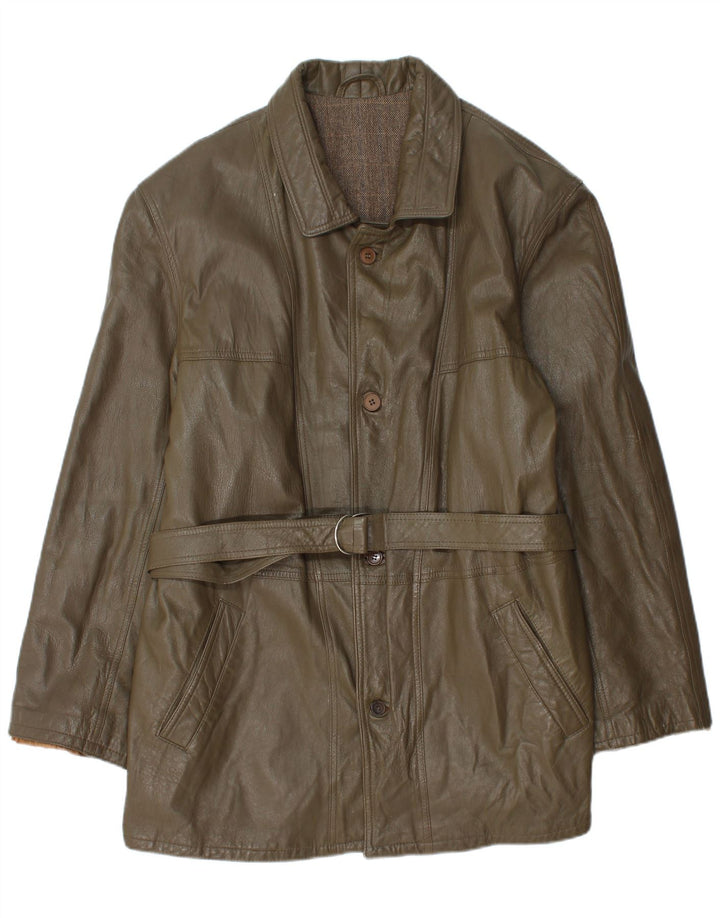 Vintage Ανδρικό Δερμάτινο Μπουφάν UK 40 Large Khaki Leather