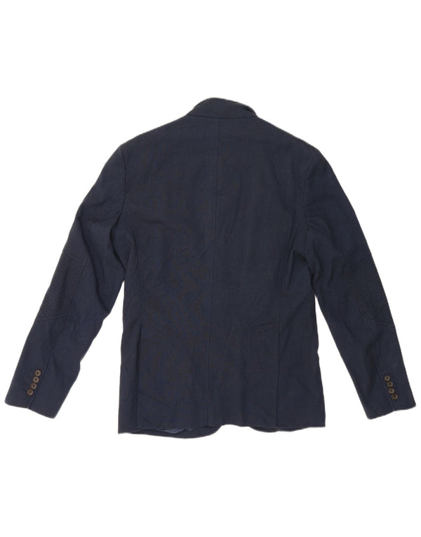 Zara Ανδρικό μπλέιζερ με 4 κουμπιά μπουφάν UK 40 Large Navy Blue Polyester