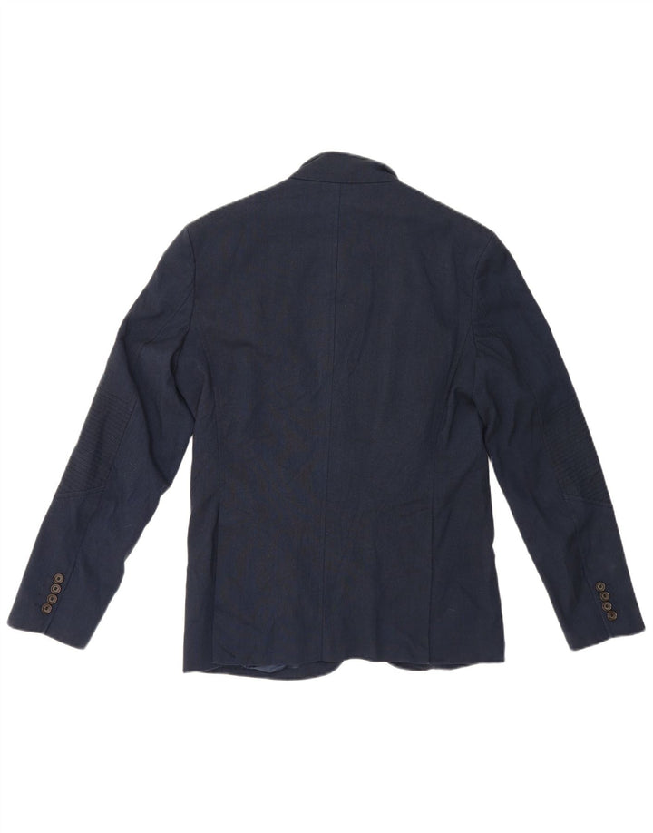 Zara Ανδρικό μπλέιζερ με 4 κουμπιά μπουφάν UK 40 Large Navy Blue Polyester