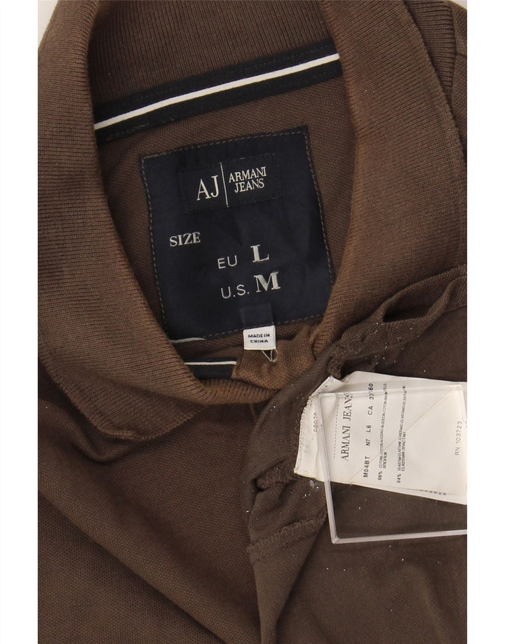 Ανδρικό μακρυμάνικο πουκάμισο πόλο ARMANI JEANS Βαμβακερό σε μεσαίο καφέ