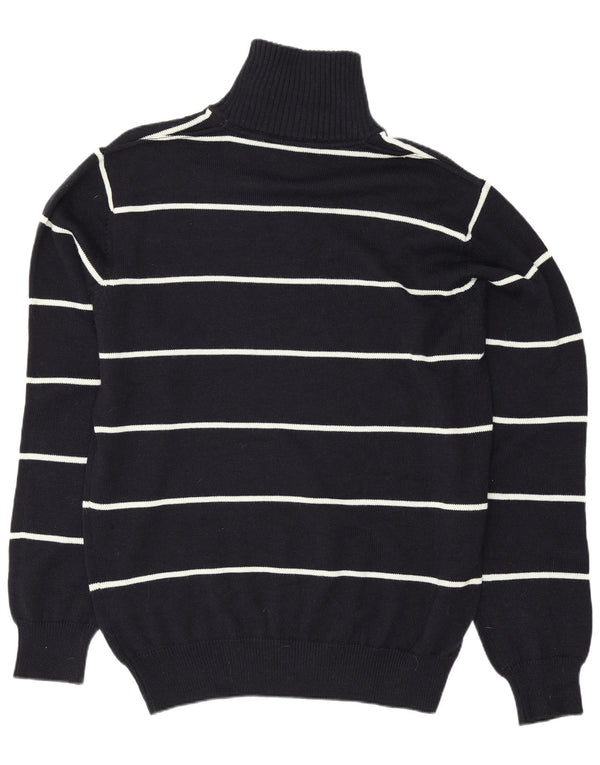 Vintage Ανδρικό πουλόβερ με φερμουάρ 2XL Μαλλί Merino με ριγέ μπλε Navy