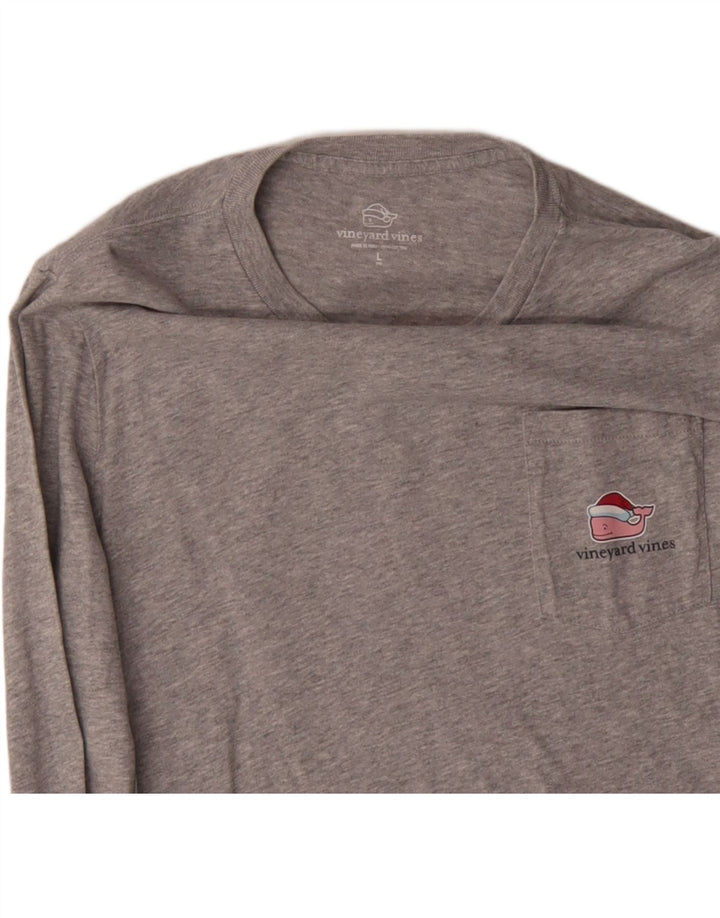 VINEYARD VINES Γυναικείο γραφικό τοπ μακρυμάνικο UK 14 Large Grey Flecked