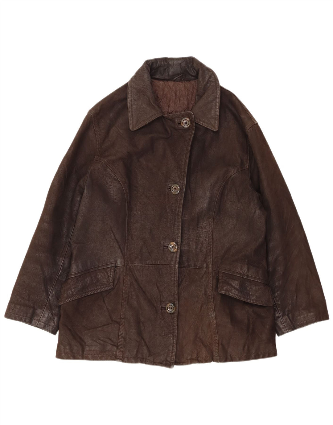 RELISH Γυναικείο Δερμάτινο Μπουφάν IT 46 Μεγάλο Καφέ Δερμάτινο