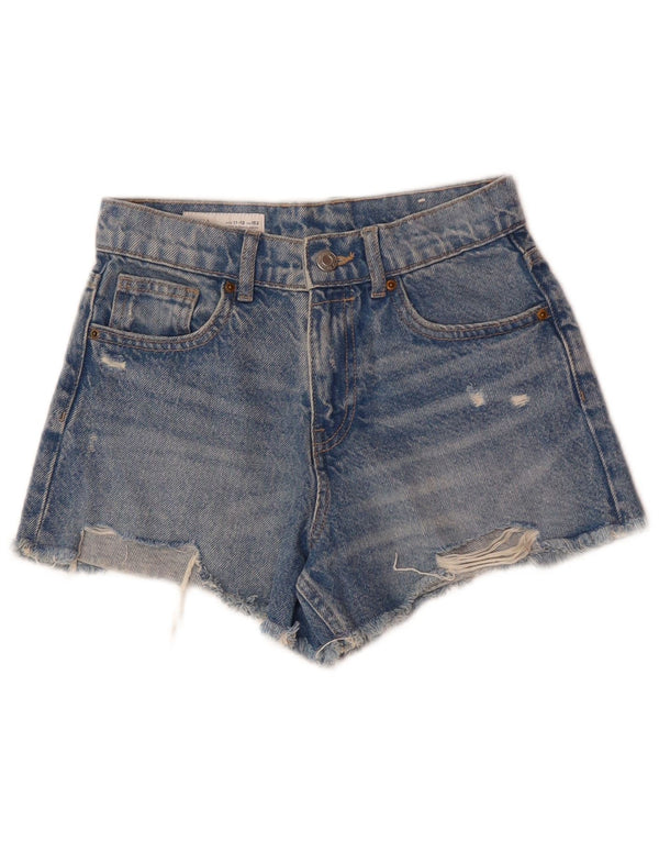 Zara Girls Distressed τζιν σορτς 11-12 ετών W26 μπλε βαμβακερό