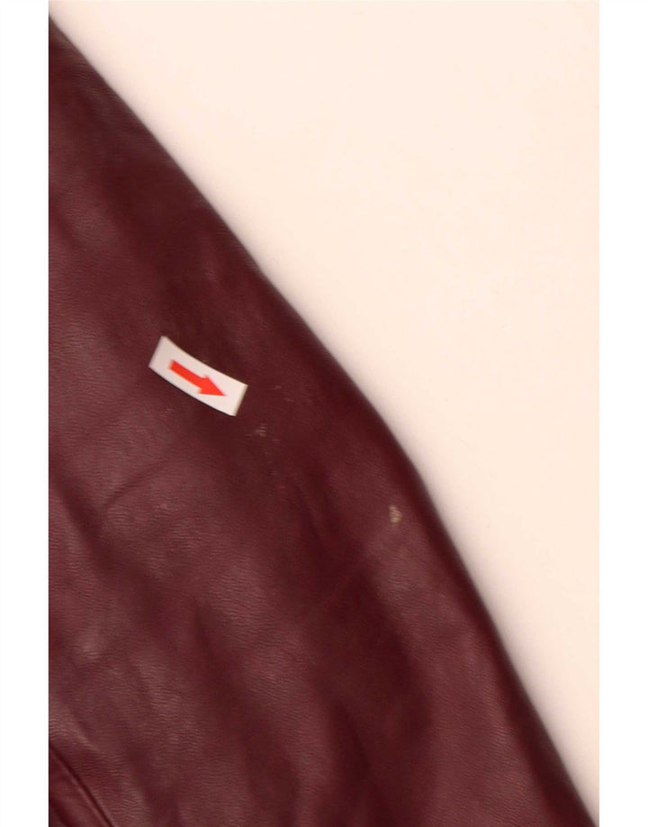 Vintage γυναικείο δερμάτινο σακάκι 4 κουμπιών UK 10 Small Burgundy
