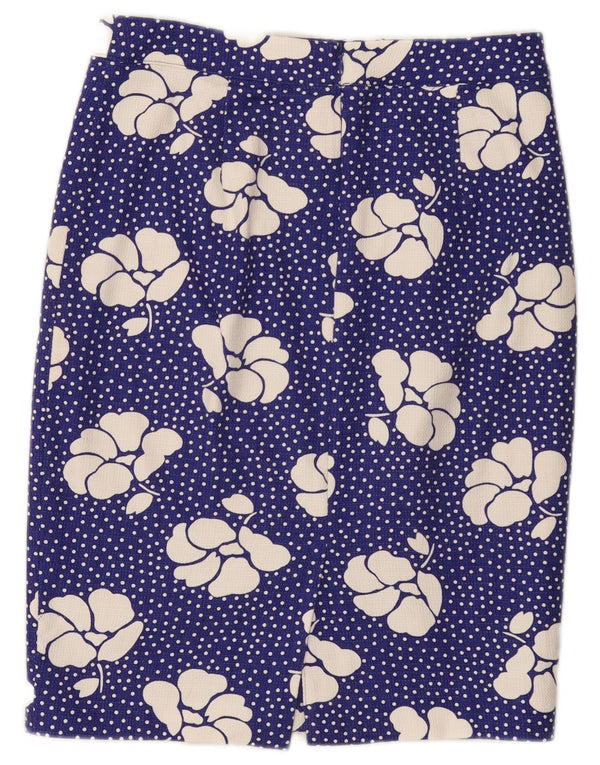 Boden Γυναικεία ίσια φούστα UK 10 Small W30 Blue Floral Βαμβακερή