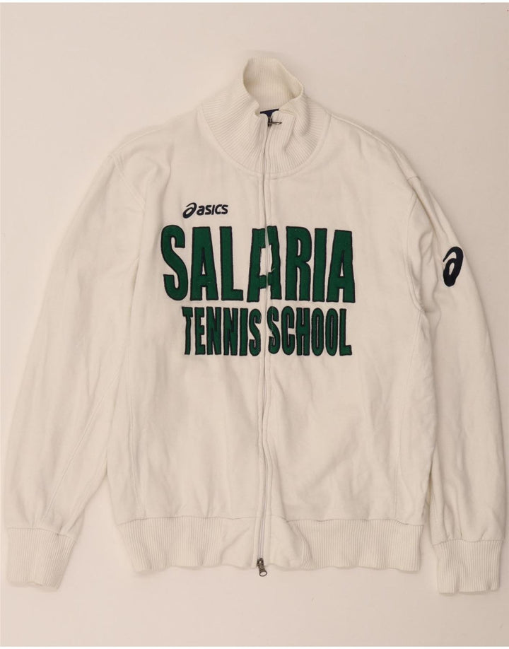 Ανδρική φόρμα γυμναστικής γραφική ASICS Top Jacket XL Λευκό βαμβακερό