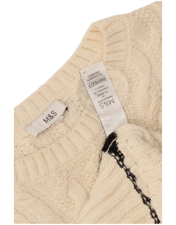 Marks & Spencer Γυναικείο πουλόβερ υπερμεγέθη Crew Neck Jumper UK 18 XL Λευκό