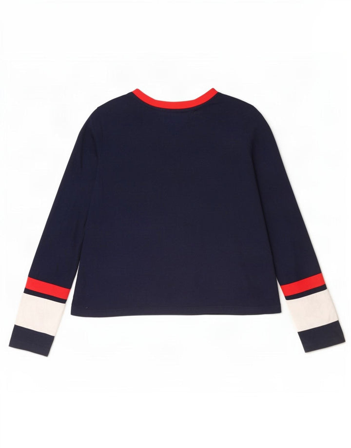 Γυναικείο μπλουζάκι Tommy Hilfiger μακρυμάνικο UK 12 Medium Navy Blue Colourblock