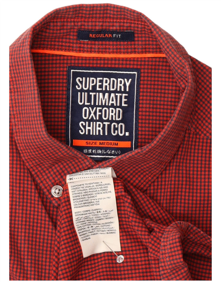 Ανδρικό πουκάμισο με κανονική εφαρμογή SUPERDRY Μεσαίο κόκκινο βαμβακερό Gingham