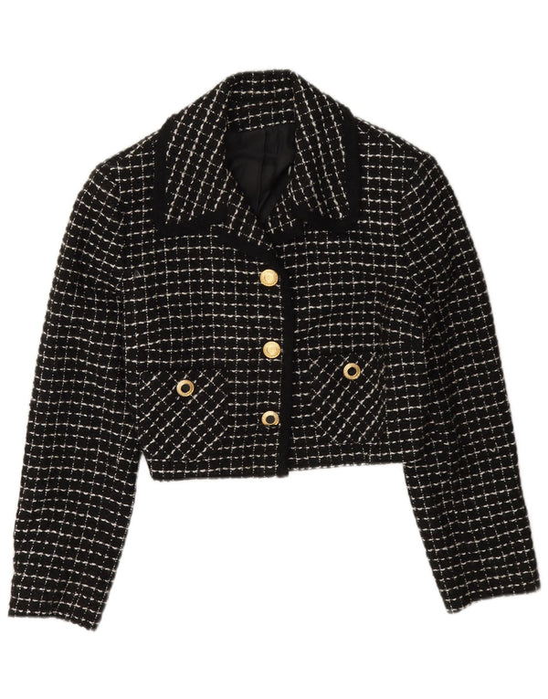 Vintage γυναικείο σακάκι 3 κουμπιών Crop Blazer IT 42 Medium Black Check