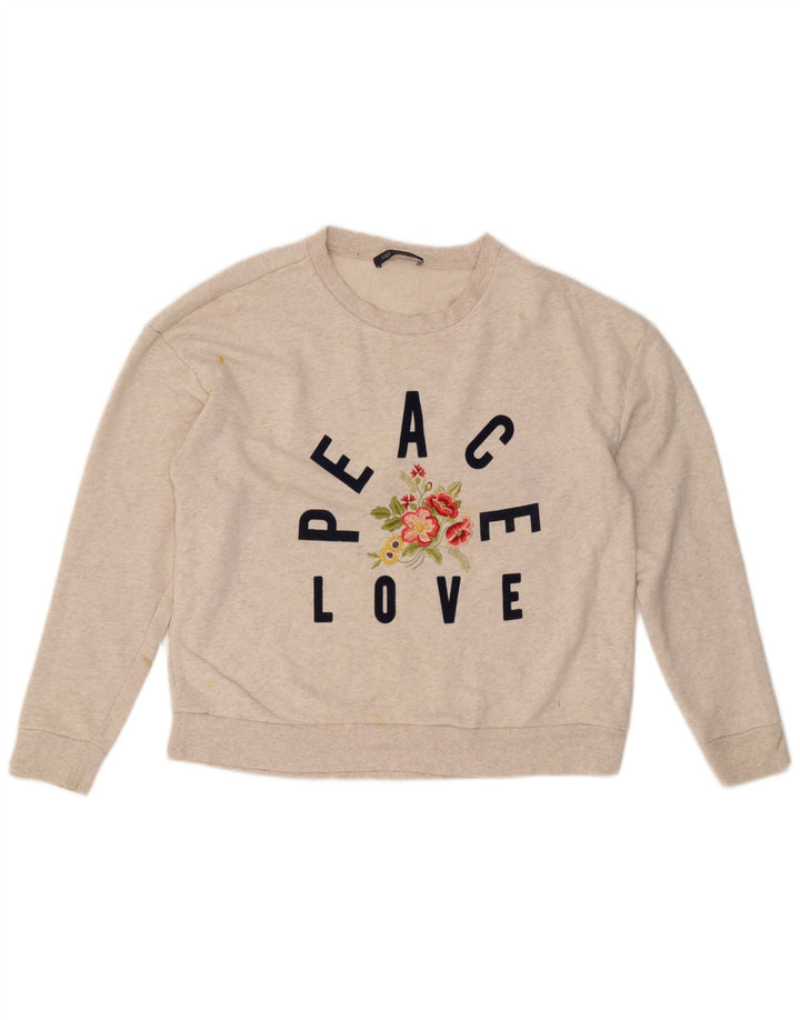 Marks & Spencer Γυναικεία Φούτερ Jumper UK 16 Large Off White Floral