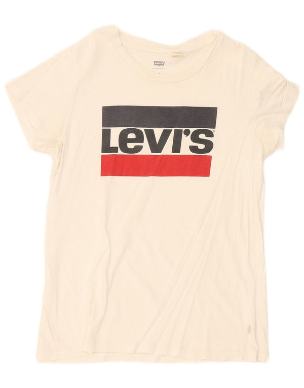 Γυναικείο γραφικό T-Shirt Levi's Top UK 12 Medium White