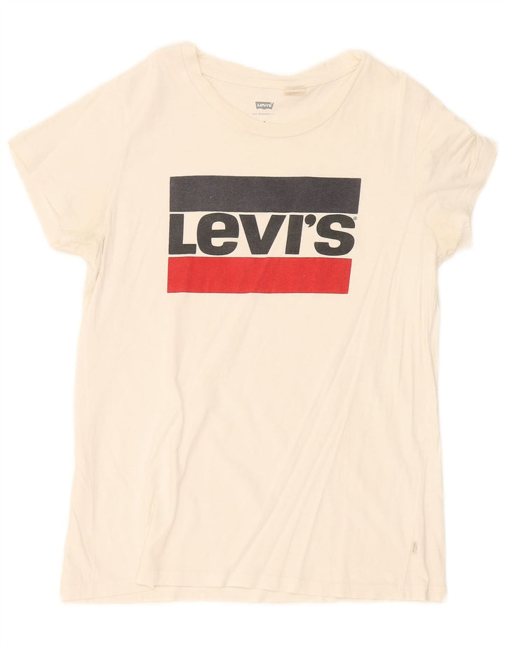 Γυναικείο γραφικό T-Shirt Levi's Top UK 12 Medium White