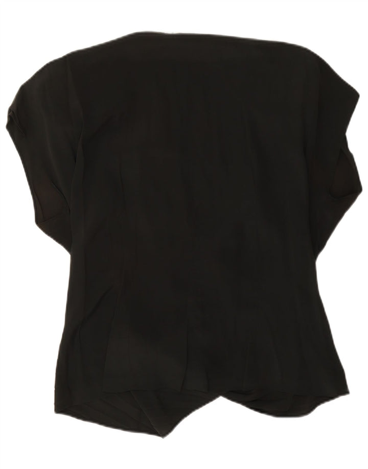 Vintage γυναικεία υπερμεγέθη wrap μπλούζα Top US 4 Small Black Acetate