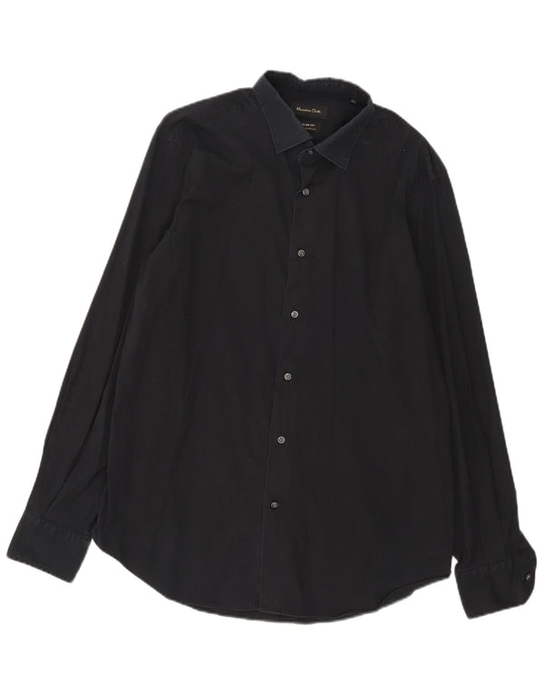 Ανδρικό πουκάμισο Massimo Dutti Slim Fit XL Μαύρο