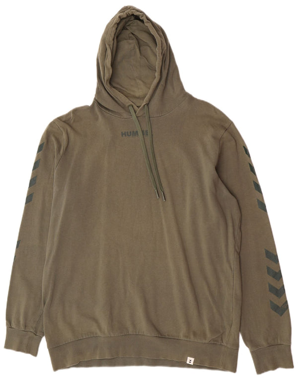 Hummel Mens Graphic Hoodie Jumper XL Khaki Cotton