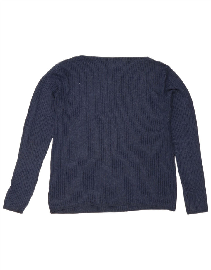 Marks & Spencer Γυναικείο πουλόβερ με λαιμό σκάφος UK 12 Medium Navy Blue